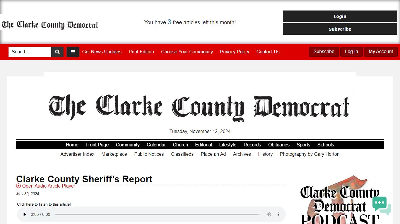 Clarke County Sheriff’s Report